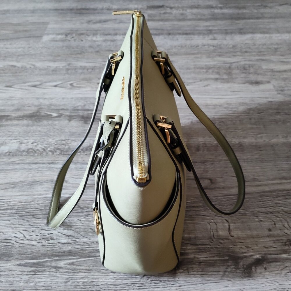 Michael Kors Saffiano Leather Charlotte Zip Top  Tote Bag Purse - Picture 4 of 5